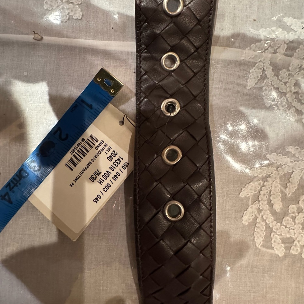 ❤️ BOTTEGA VENETA Dark Brown Intrecciato Nappa Woven Leather Belt. Made in Italy